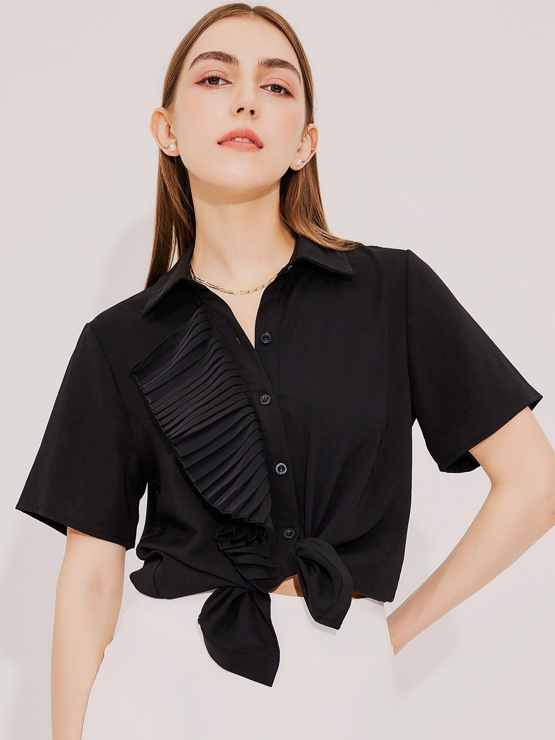 

URBANIC Black Shirt Style Top