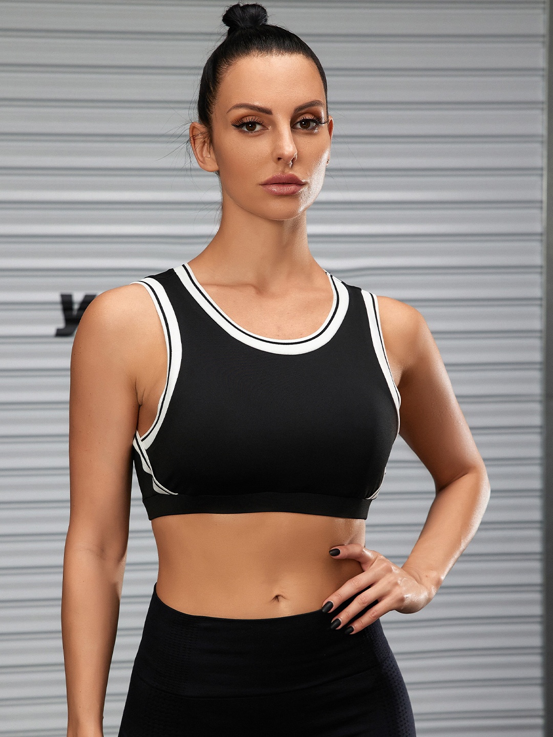 

URBANIC Black & raisin black Styled Back Crop Top