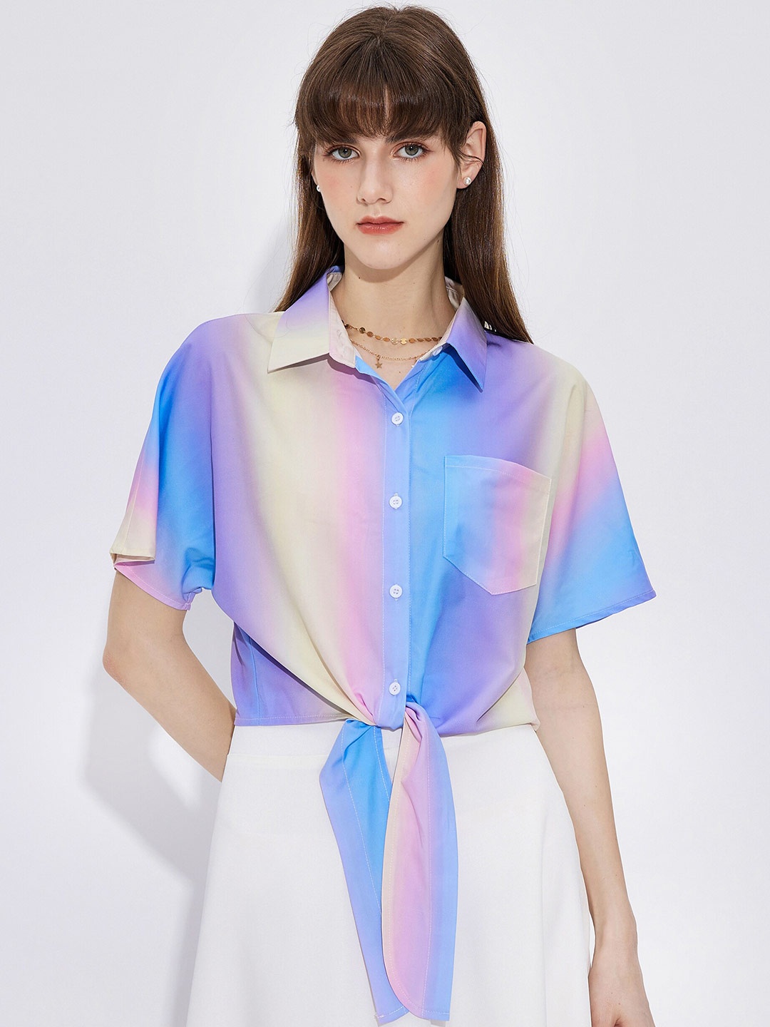 

URBANIC Multicoloured Striped Shirt Style Top, Multi