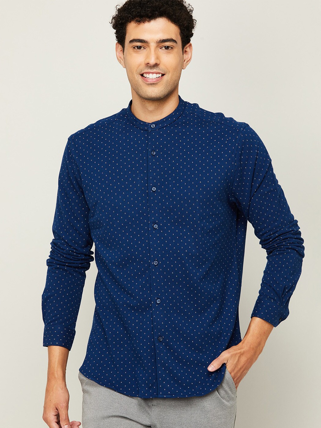 

CODE by Lifestyle Men Navy Blue Printed Casual Shirt