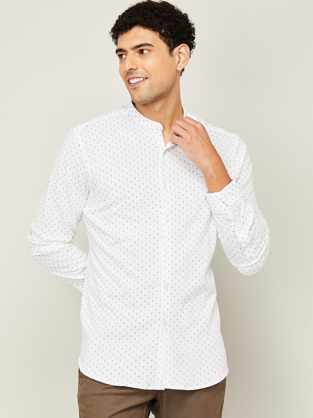 

CODE by Lifestyle Men White Printed Casual Shirt