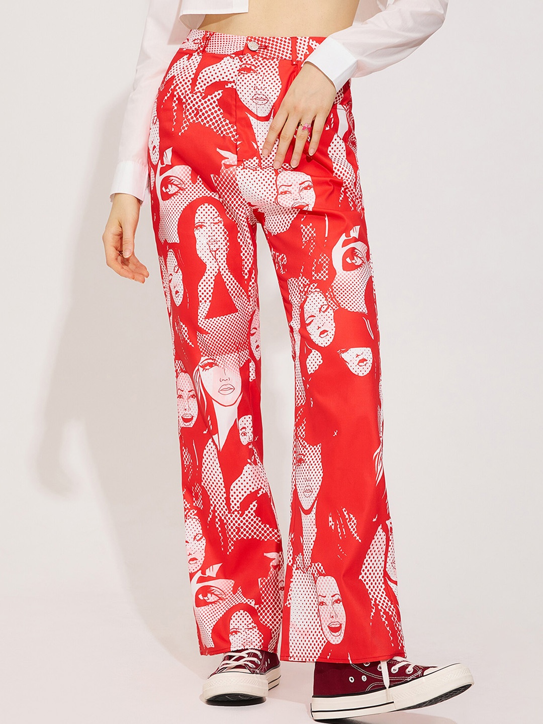 

URBANIC Women Red Ethnic Motifs Printed Trousers