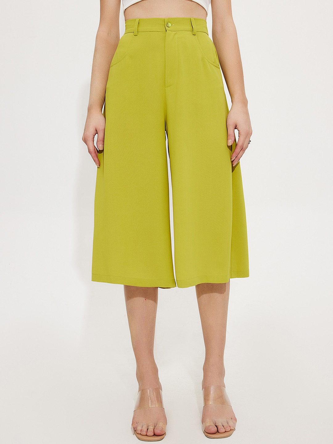 

URBANIC Women Green Pleated Culottes Trousers