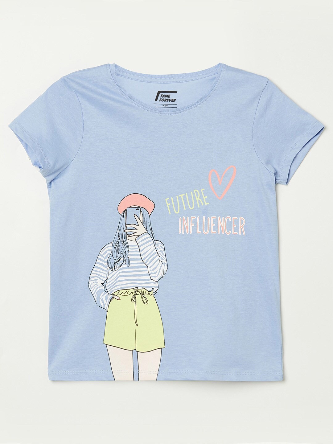 

Fame Forever by Lifestyle Girls Blue Printed Pure Cotton T-shirt