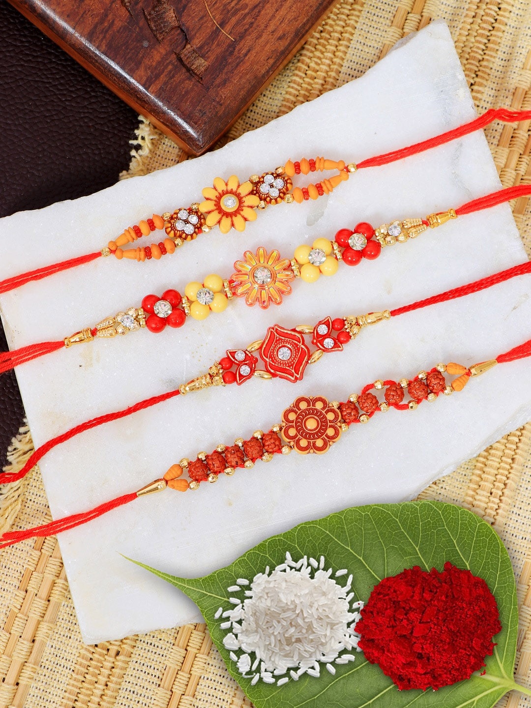 

Crunchy Fashion Set of 4 Multi-Coloured Rakhi