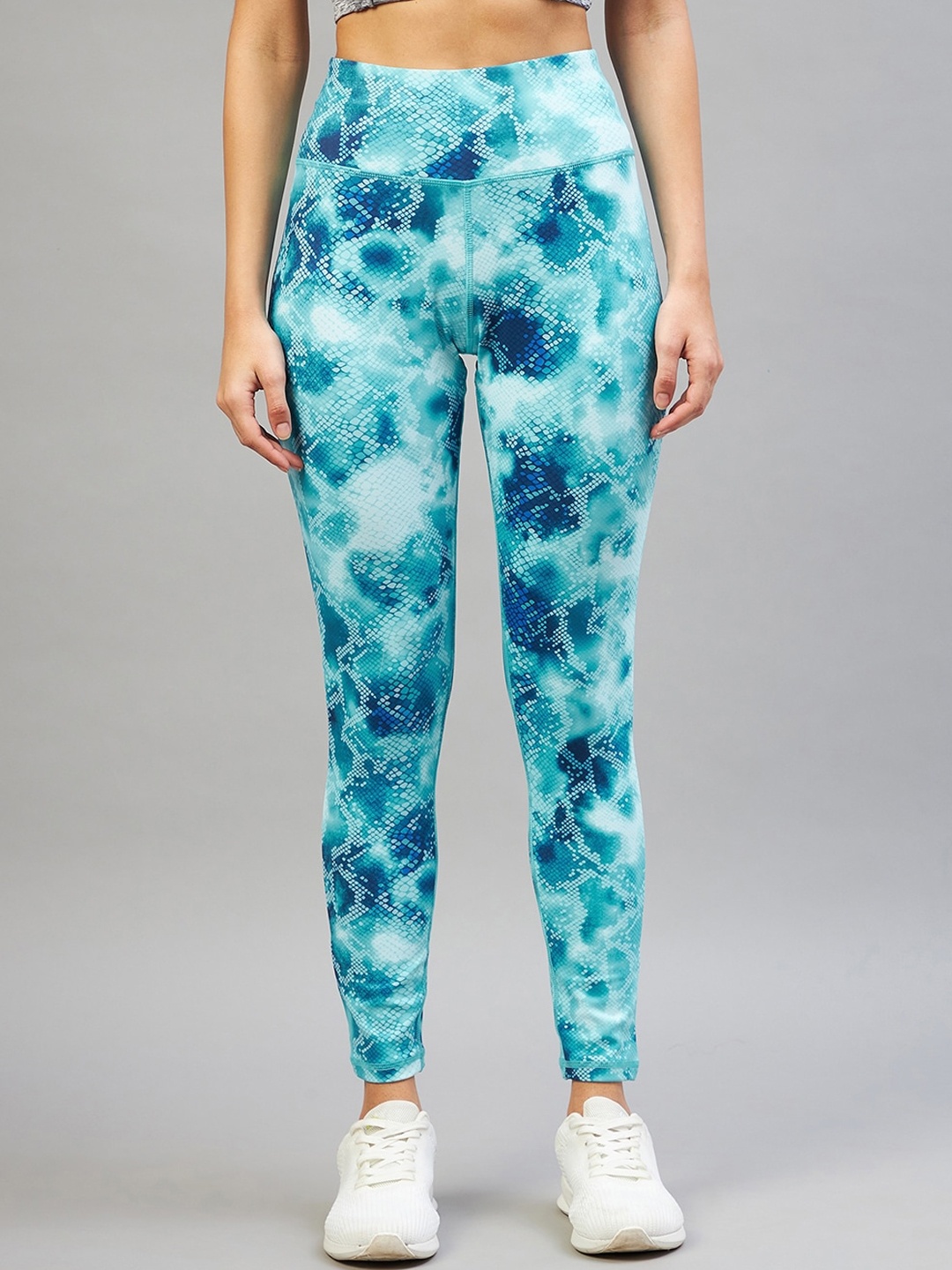 

C9 AIRWEAR Women Blue Printed Skinny-Fit Yoga Tights