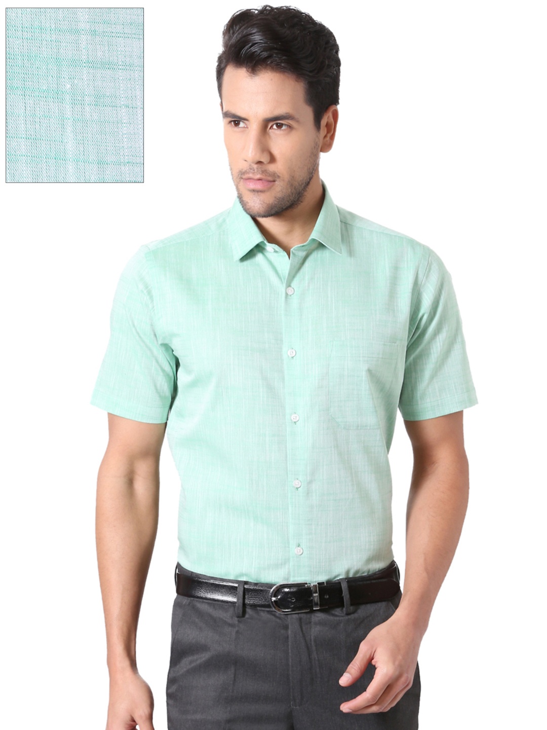 

Peter England Men Green Nuvo Fit Solid Formal Shirt