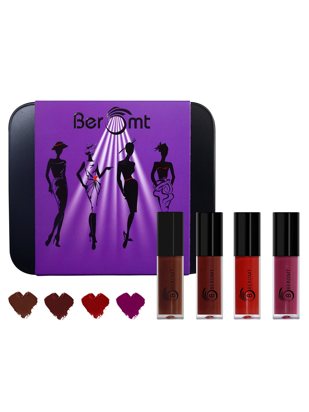 

BEROMT Set of 4 Party Matte Mini Lipsticks - 6.4ml, Pink