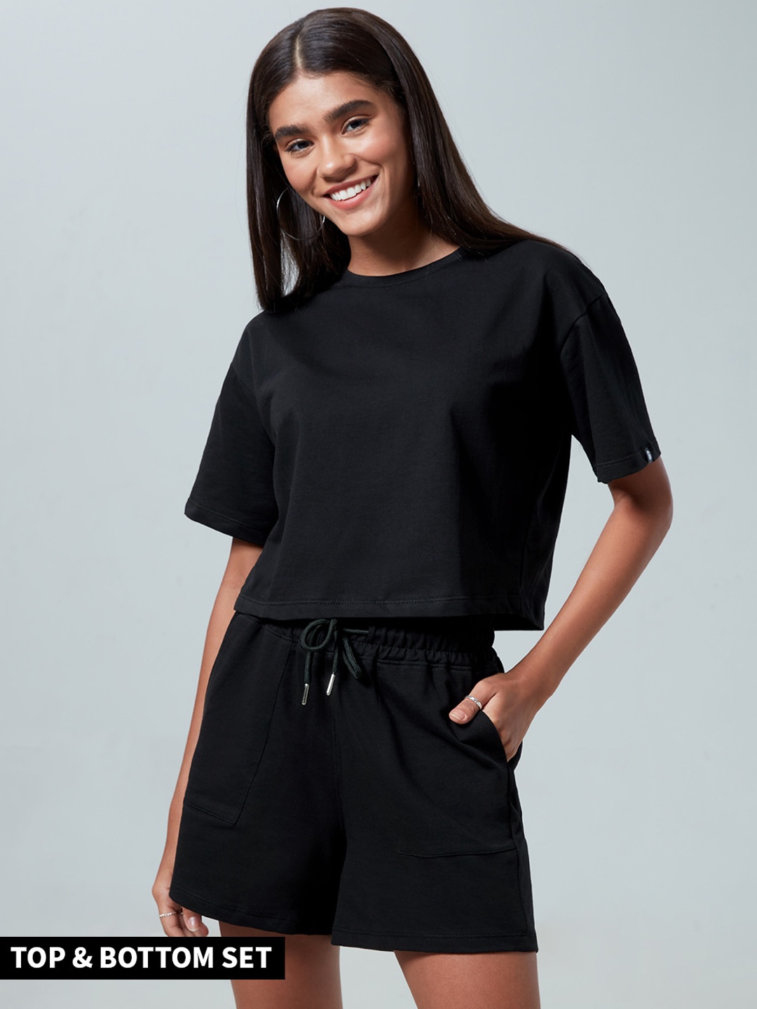 

The Souled Store Women Black Solid Co-Ords
