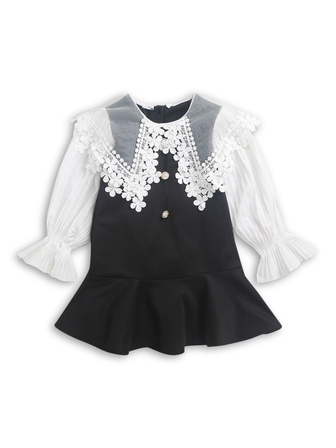 

Hopscotch Black Floral Peplum Dress