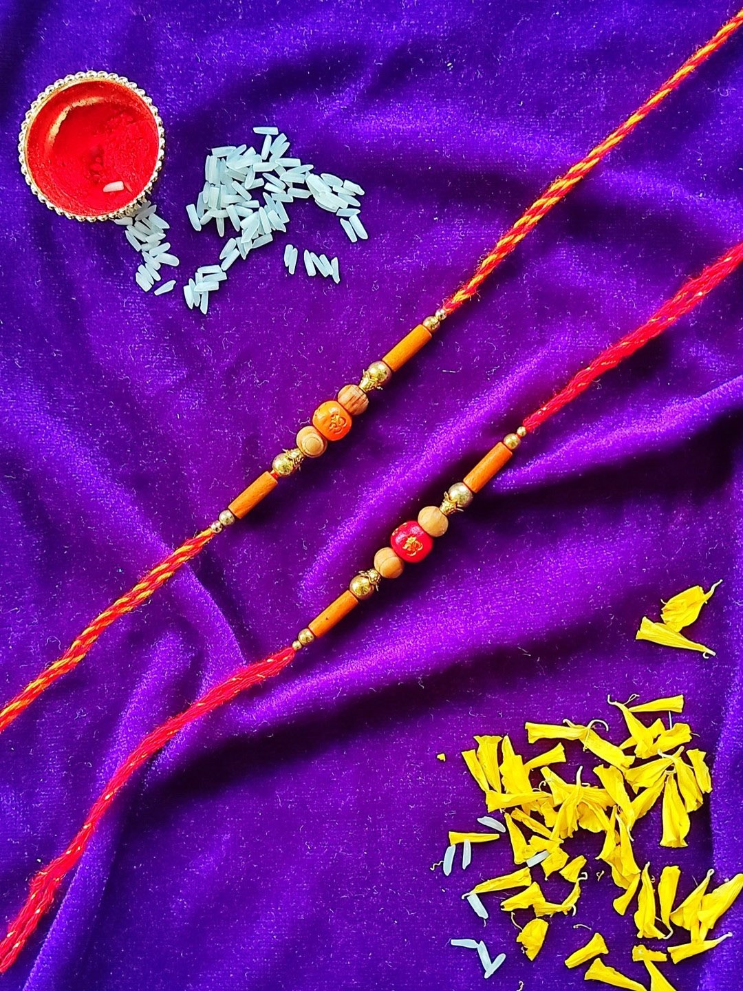 

CRAYTON Men Set Of 2 Red & Orange Designed Rakhi