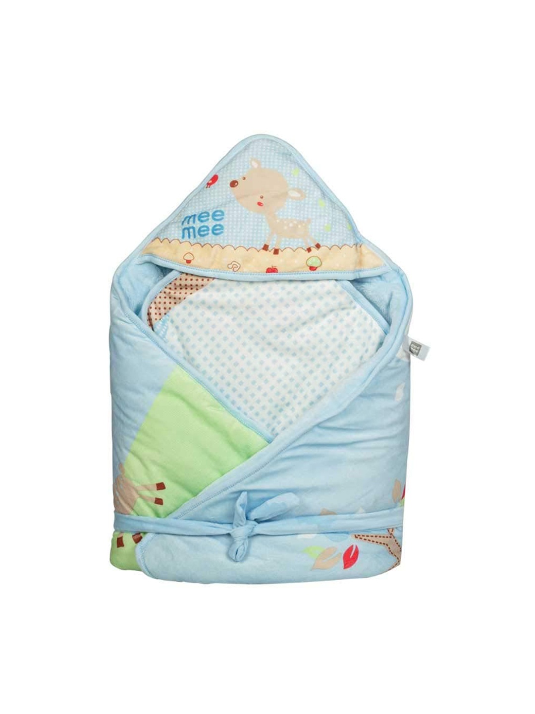 

MeeMee Infants Printed Cozy Cocoon Baby Wrapper with Hood, Blue