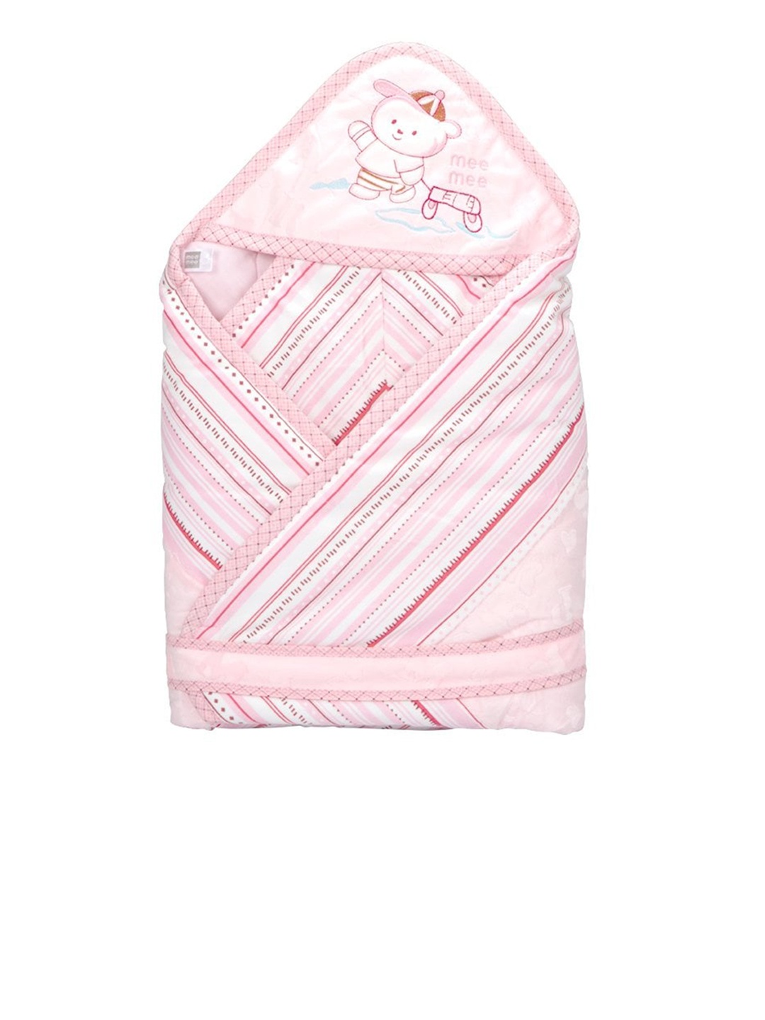 

MeeMee Infant Pink Printed Cozy Cocoon Baby Wrapper With Hood