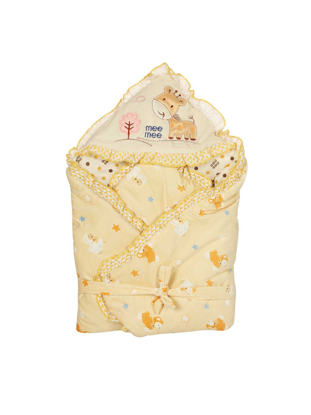 

MeeMee Infants Printed Cozy Cocoon Baby Wrapper with Hood, Cream