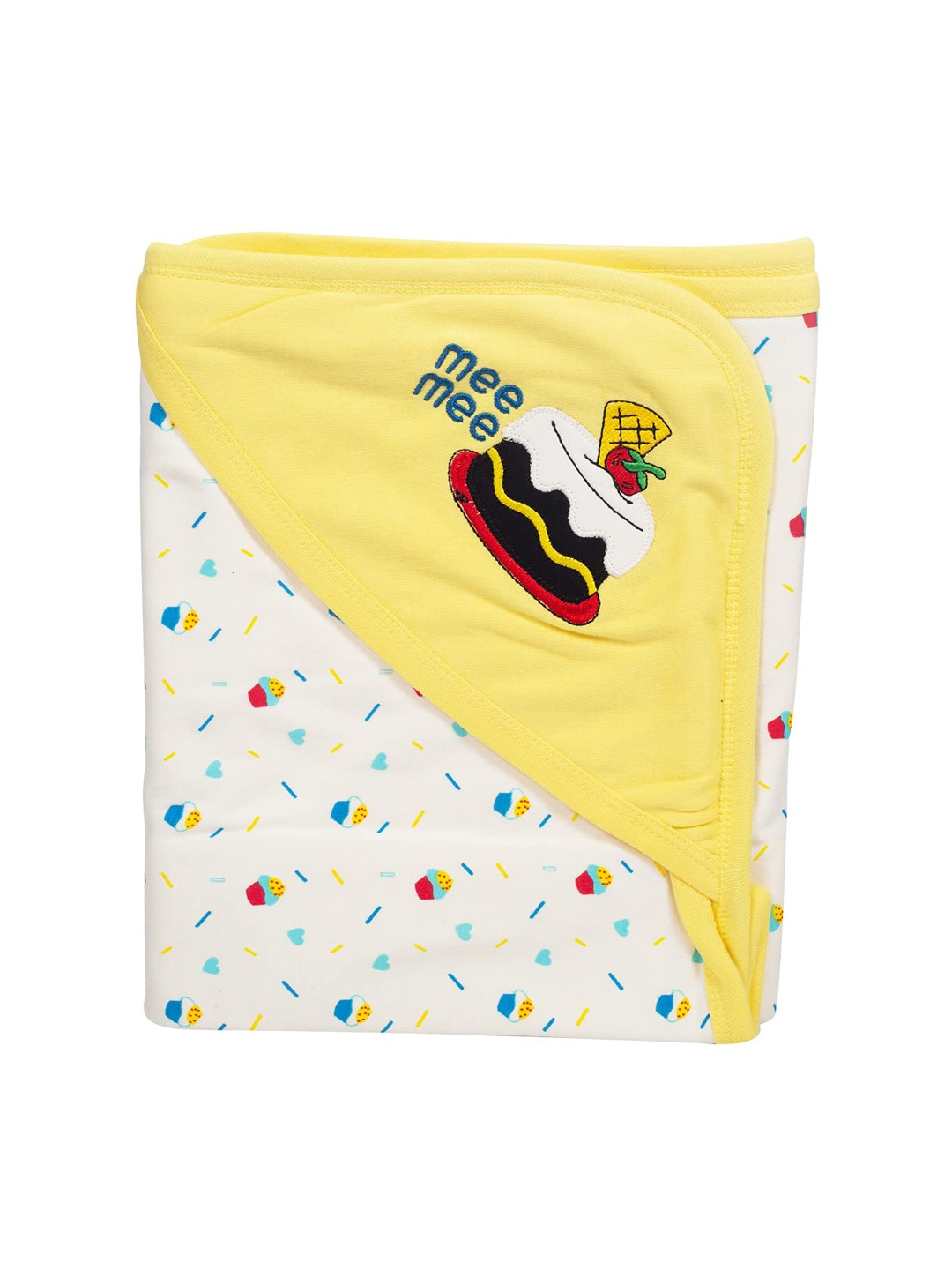 

MeeMee Double Layer Reversible Soft Baby Cotton Blanket with Hood - Yellow