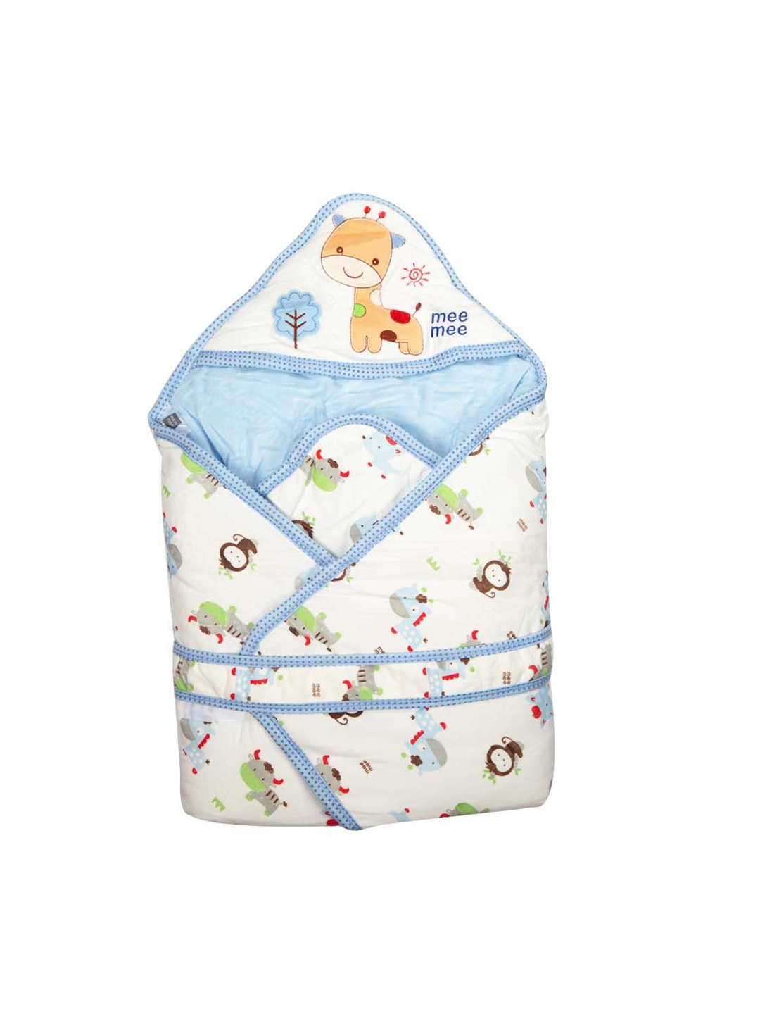 

MeeMee Infants Printed Cozy Cocoon Baby Wrapper with Hood, Blue