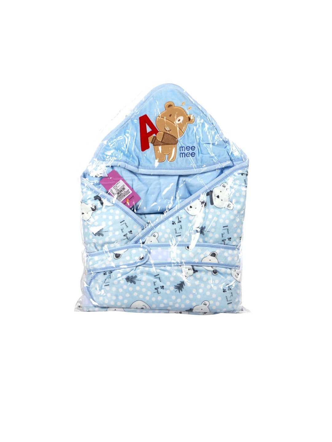 

MeeMee Infants Printed Cozy Cocoon Baby Wrapper with Hood, Blue