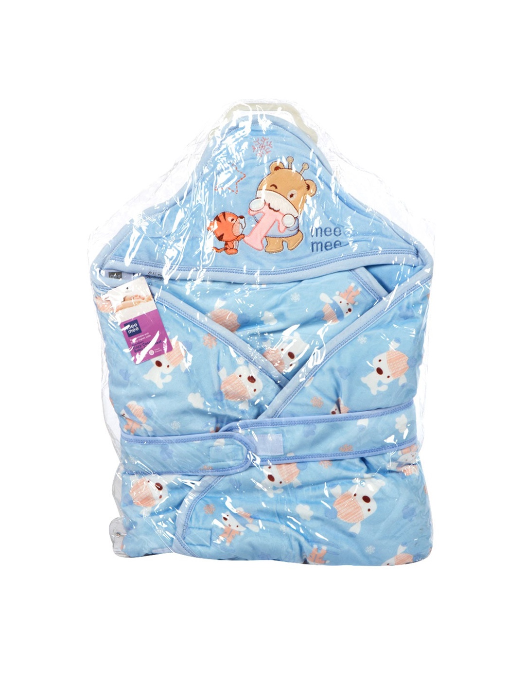

MeeMee Cozy Cocoon Cotton Baby Wrapper with Hood - Blue