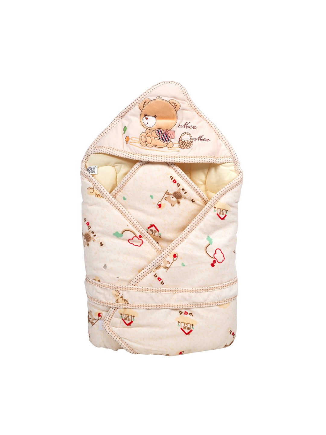 

MeeMee Infant Printed Cozy Cocoon Cotton Baby Wrapper With Hood, Cream
