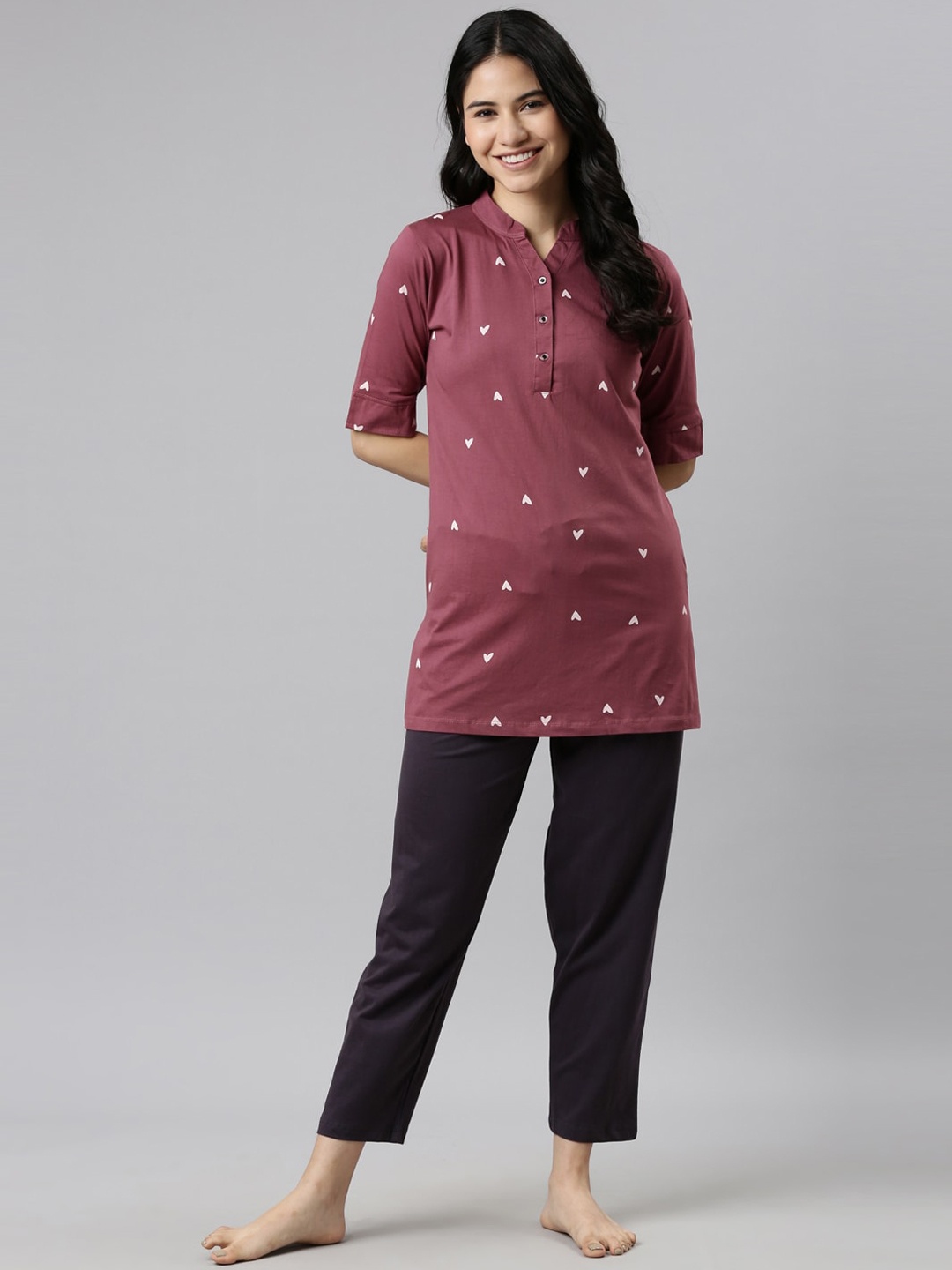 

GOLDSTROMS Women Magenta & White Printed Night suit