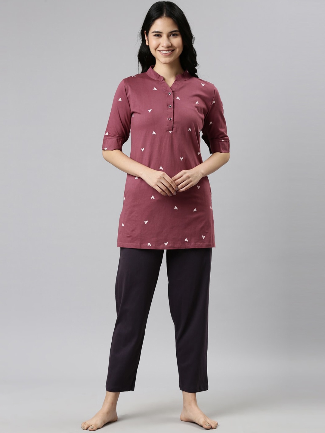 

GOLDSTROMS Women Magenta & White Printed Night suit