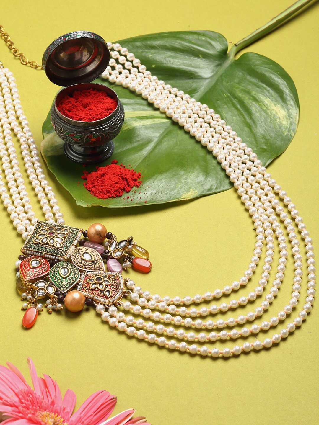 

DUGRISTYLE Gold-Toned & White Sterling Silver Gold-Plated Necklace