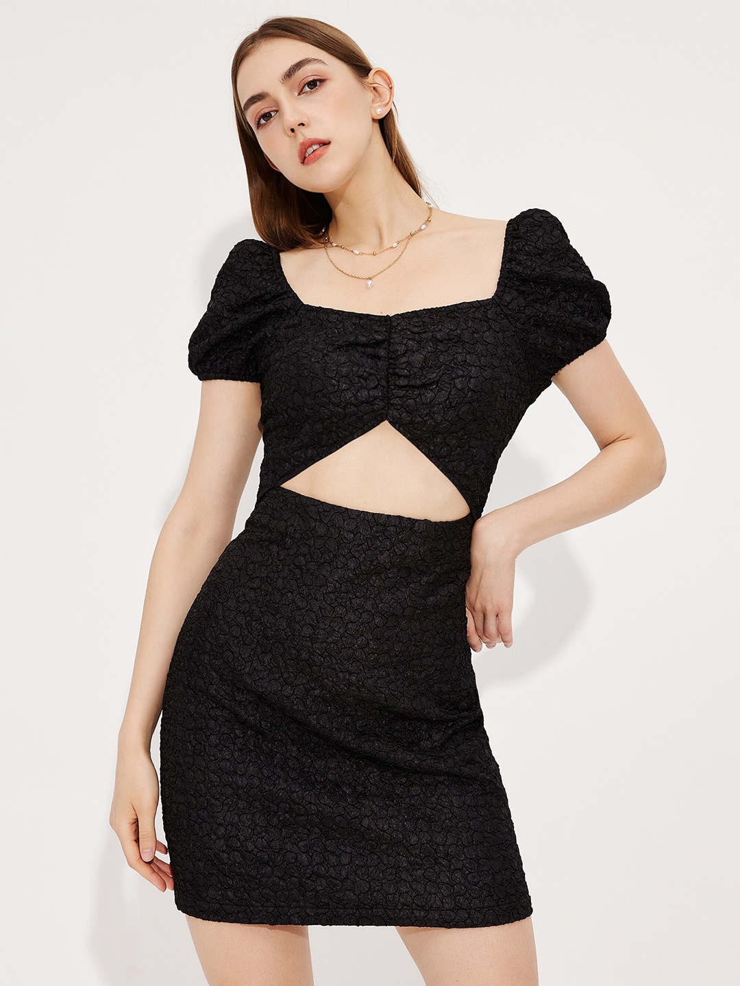 

URBANIC Black Bodycon Mini Dress