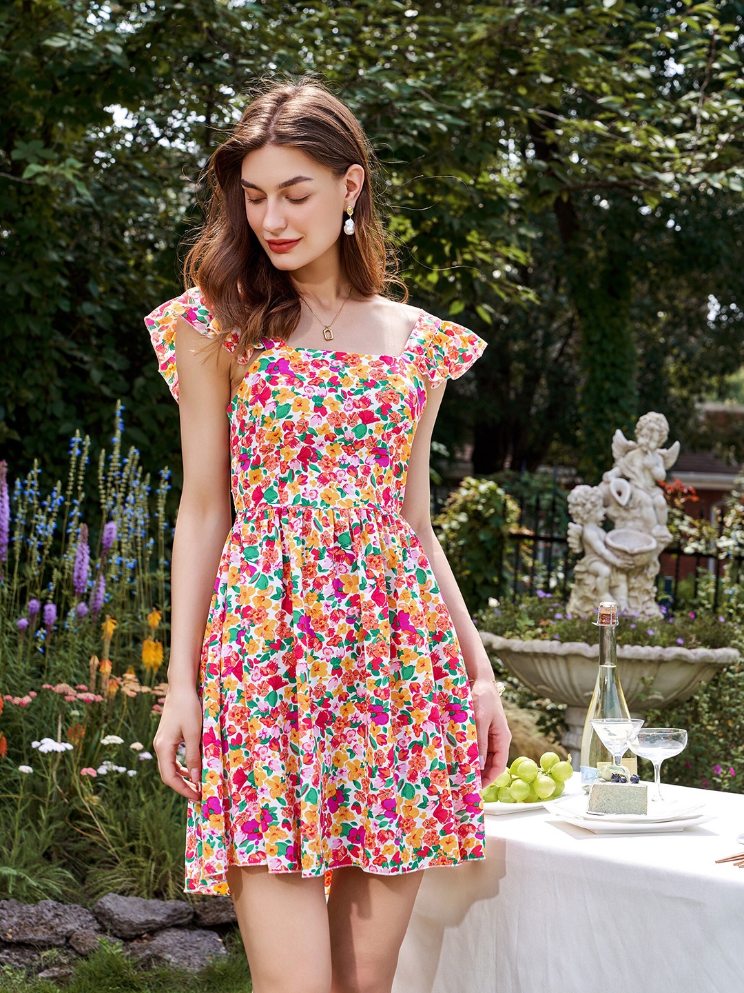 

URBANIC Orange Floral Mini Dress