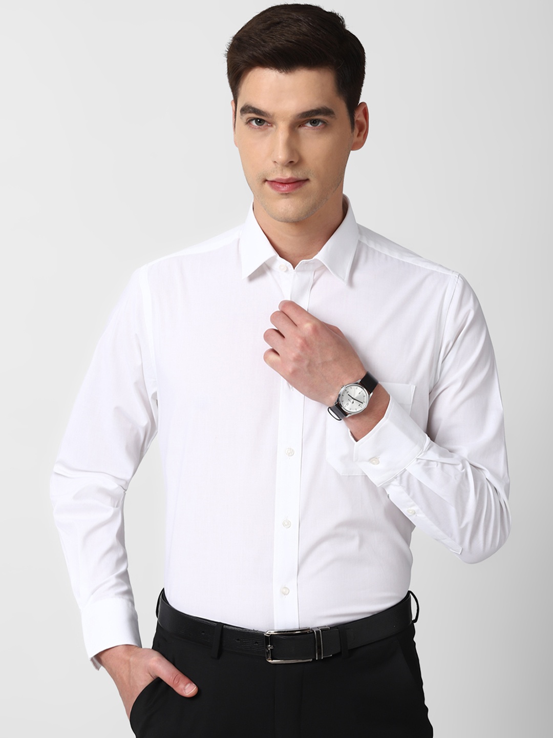 

Peter England Men White Slim Fit Solid Formal Shirt
