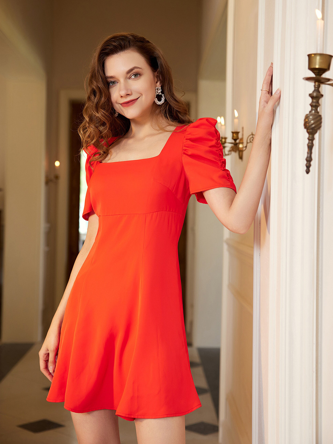 

URBANIC Orange A-Line Dress
