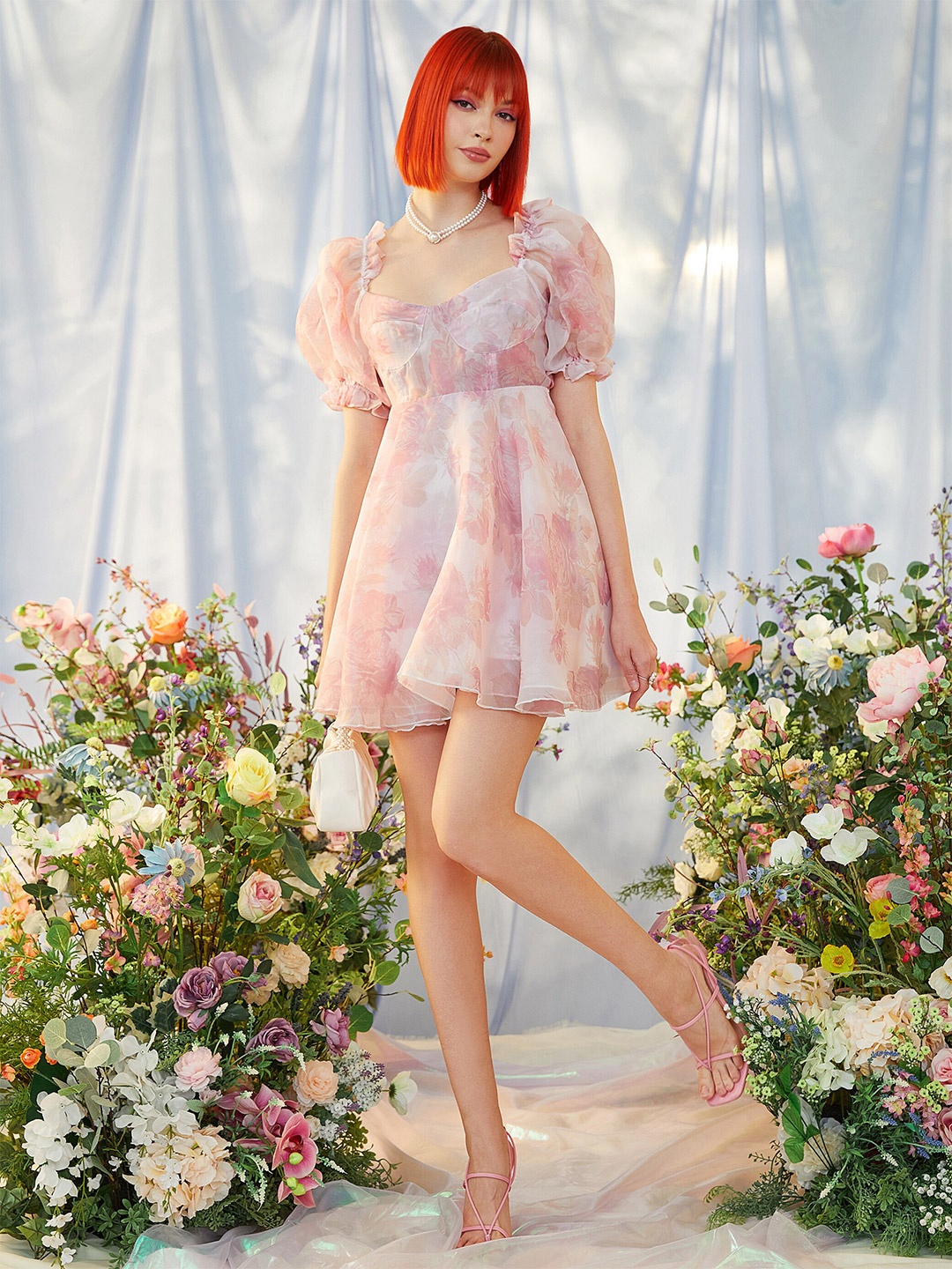 

URBANIC Pink Floral Dress