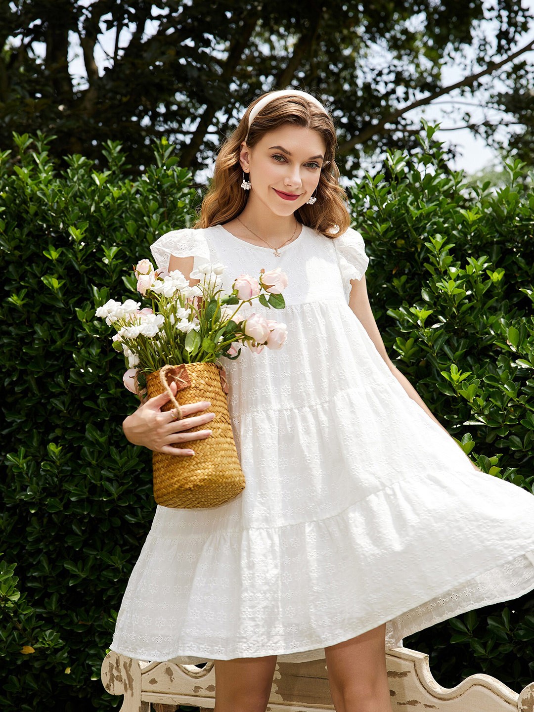 

URBANIC White A-Line Maxi Dress
