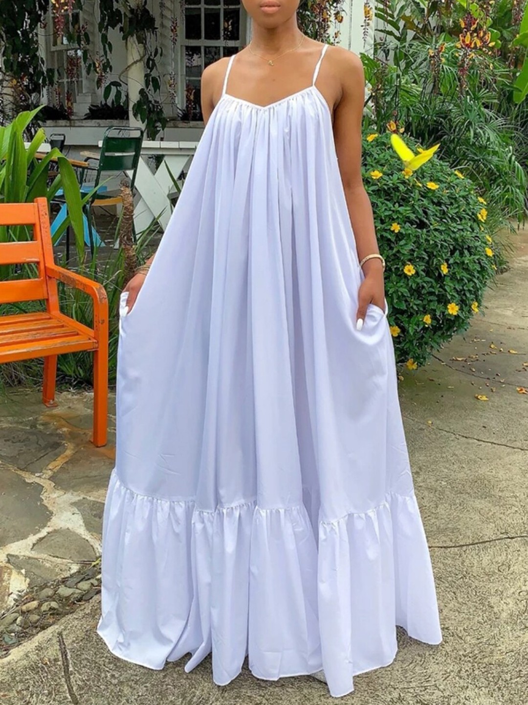 

URBANIC White Maxi Dress