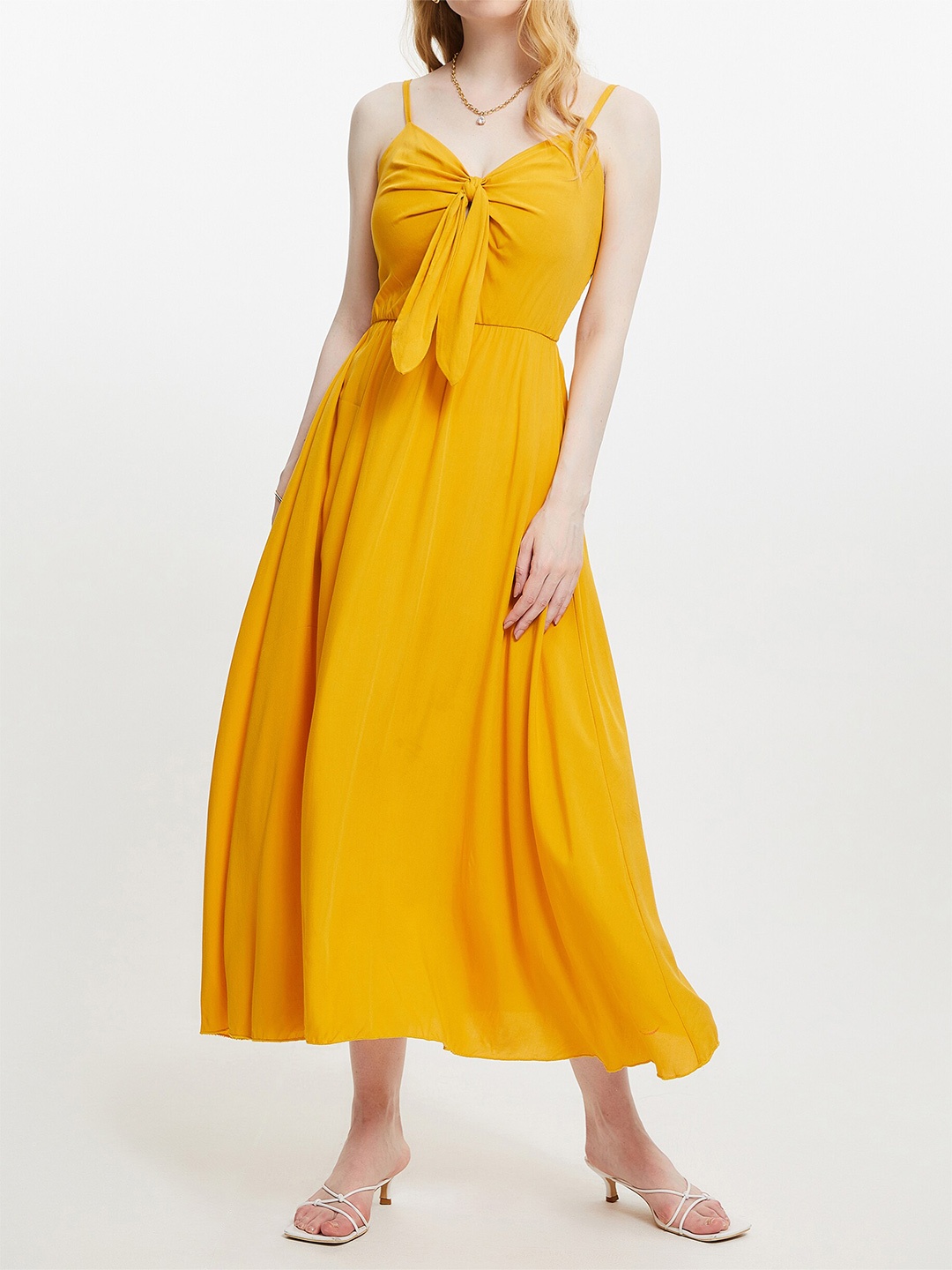 

URBANIC Mustard Yellow Midi Dress