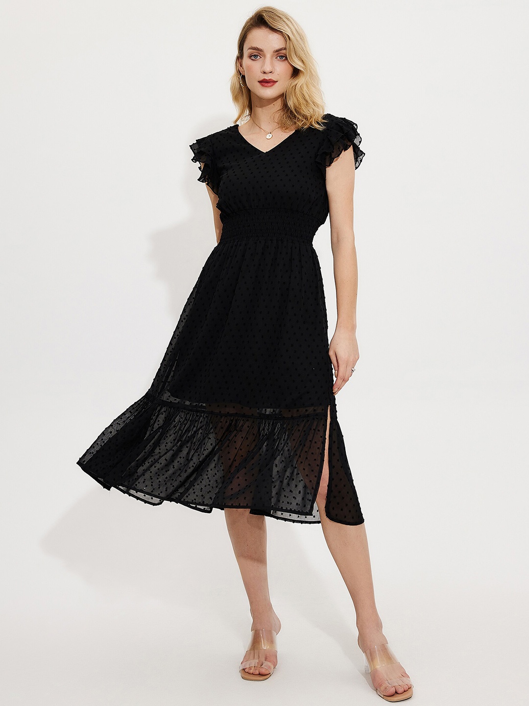 

URBANIC Black Midi Dress