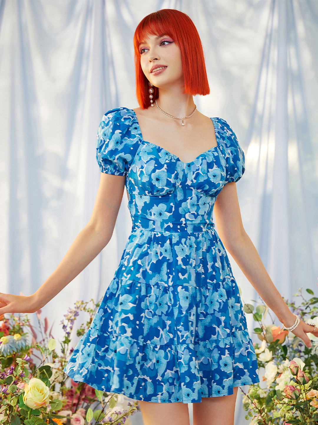 

URBANIC Blue Floral Dress