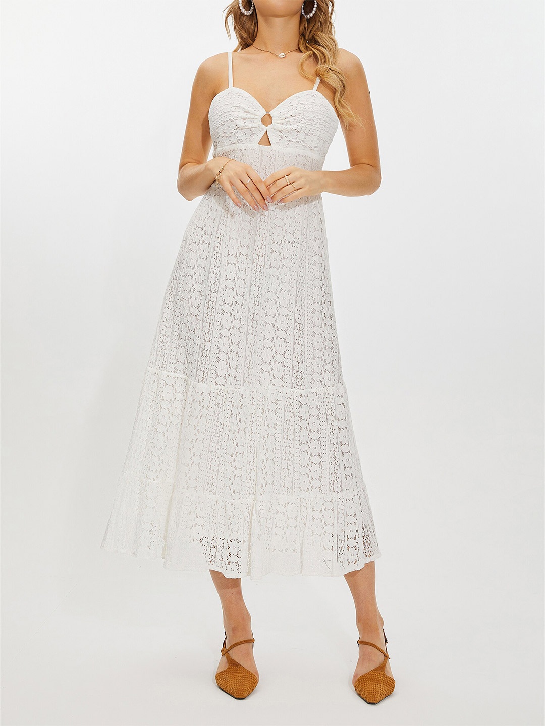 

URBANIC White Midi Dress