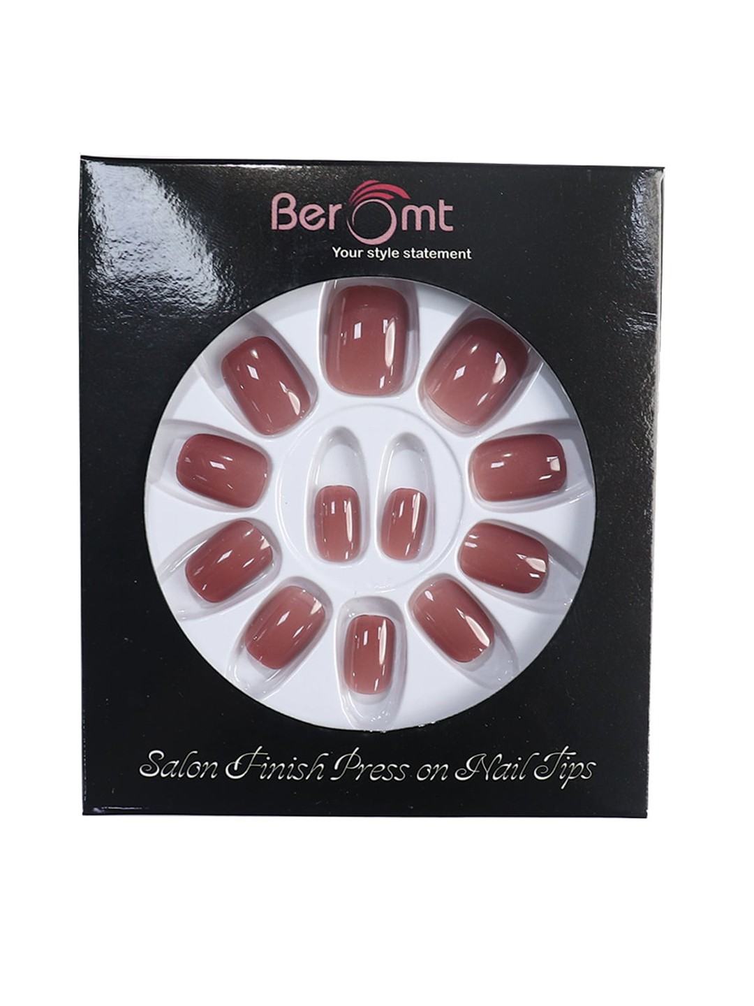 

BEROMT Red Glossy Salon Finish Press on Fake Nails-442