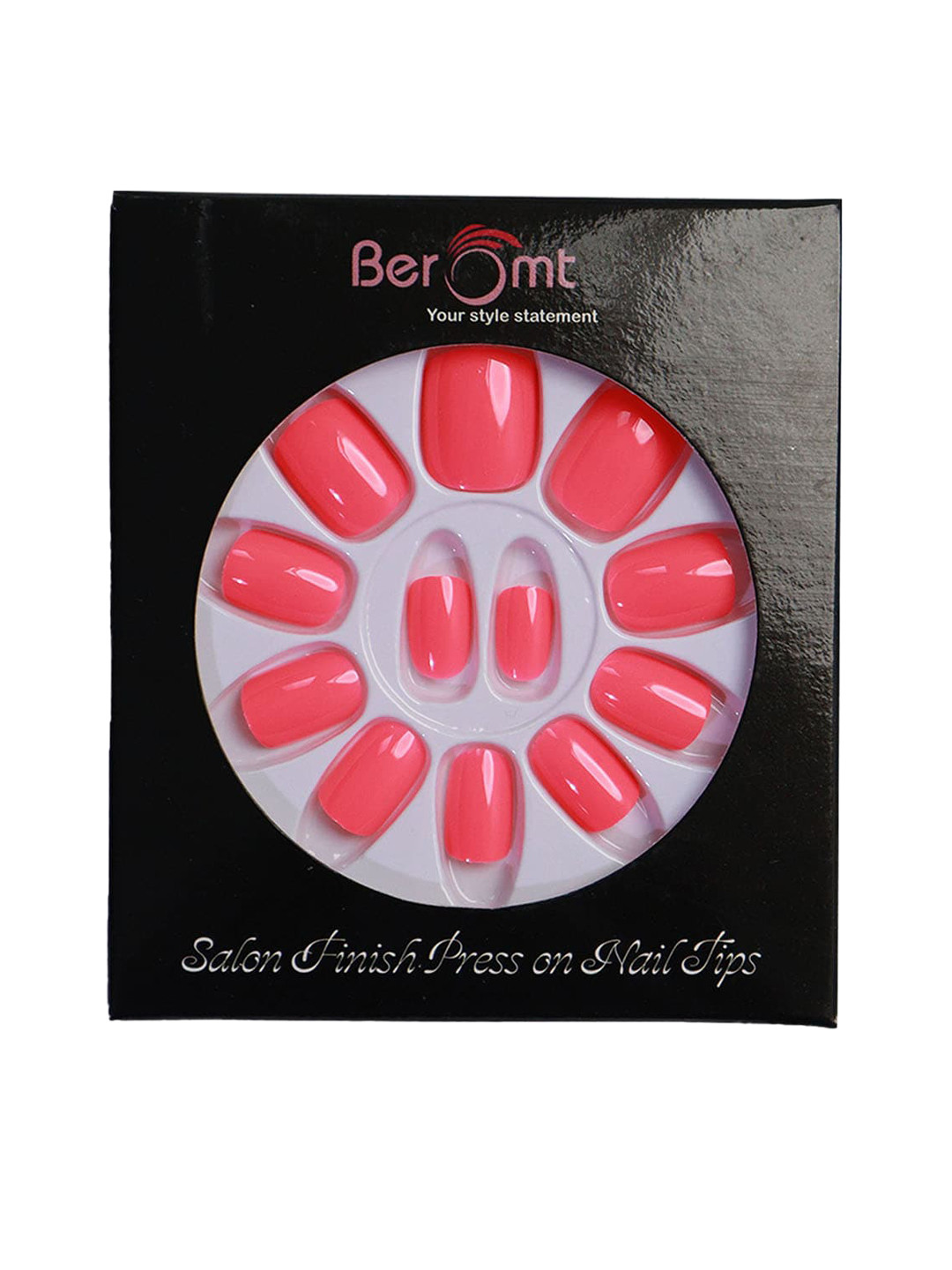 

BEROMT Salon Finish Premium Glossy Press-On False Nail Tips Kit - Shade 356, Coral