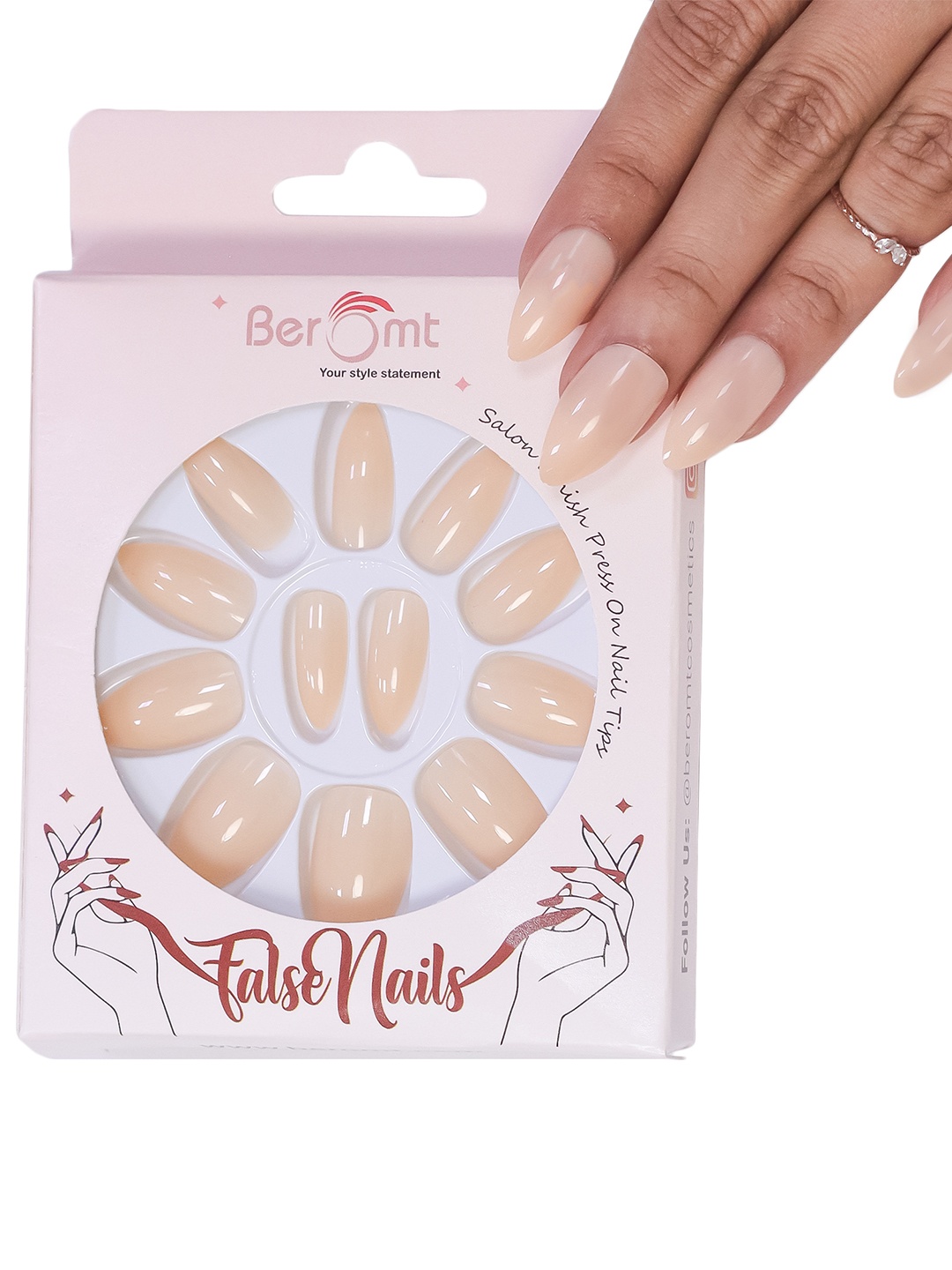 

BEROMT 12 Pcs Long-Lasting Reusable Lightweight Salon Finish Press on Nail Tips - 339, Yellow