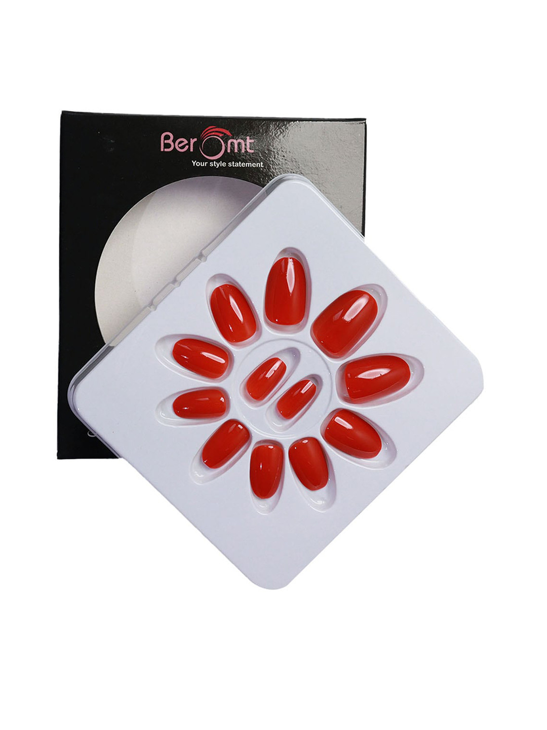 

BEROMT Salon Finish Premium Glossy Press-On False Nail Tips Kit - Shade 386, Orange