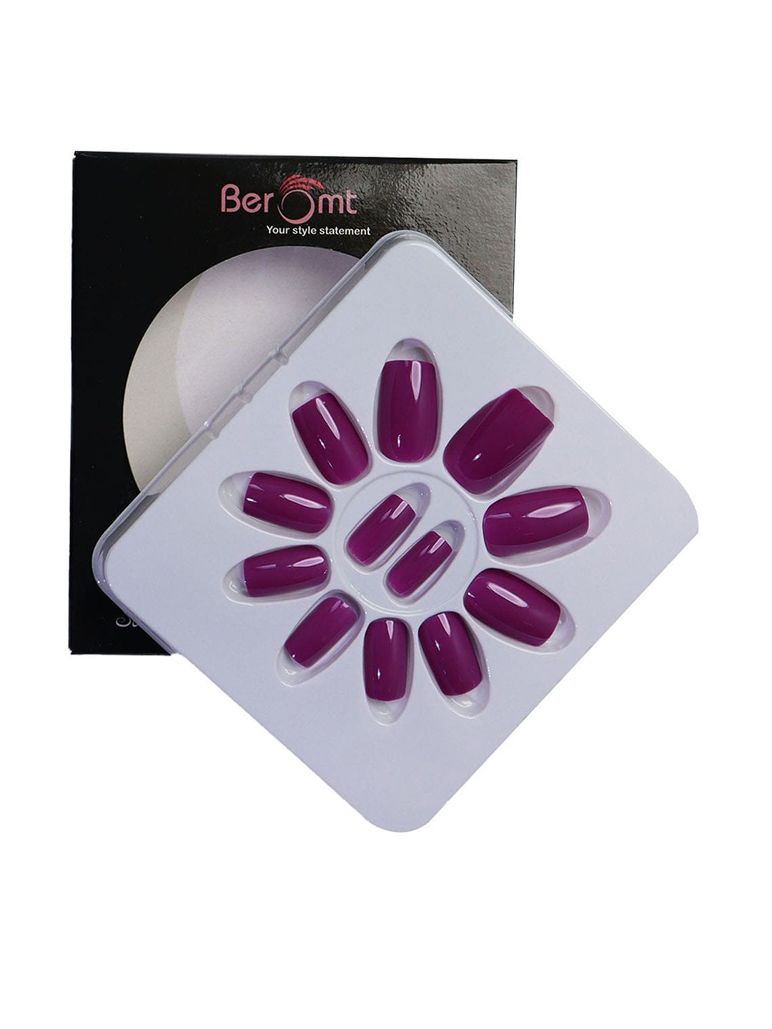 

BEROMT Salon Finish Premium Glossy Press-On False Nail Tips Kit - Shade 357, Violet