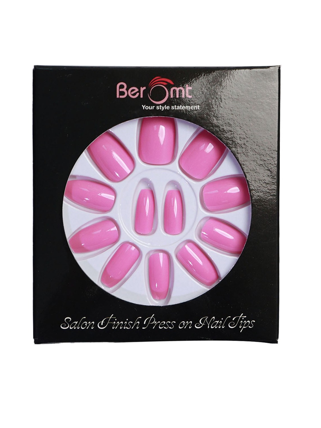 

BEROMT Salon Finish Premium Glossy Press-On False Nail Tips Kit - Shade 376, Pink