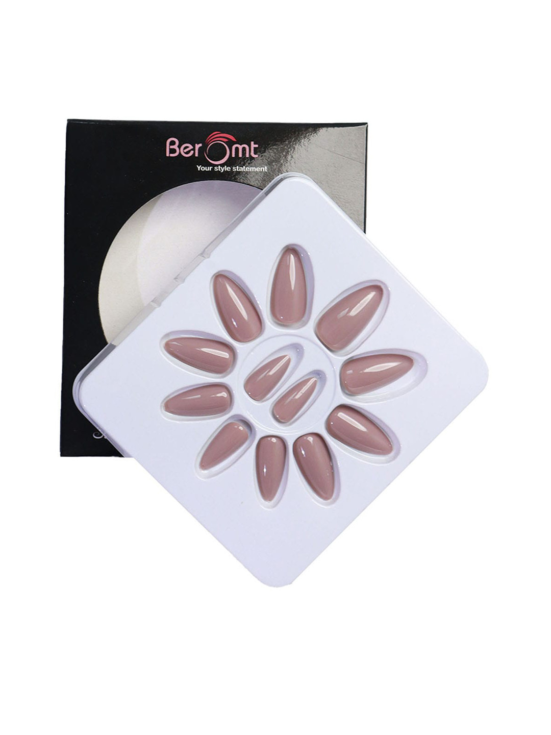 

BEROMT Salon Finish Premium Glossy Press-On False Nail Tips Kit - Shade 355, Nude