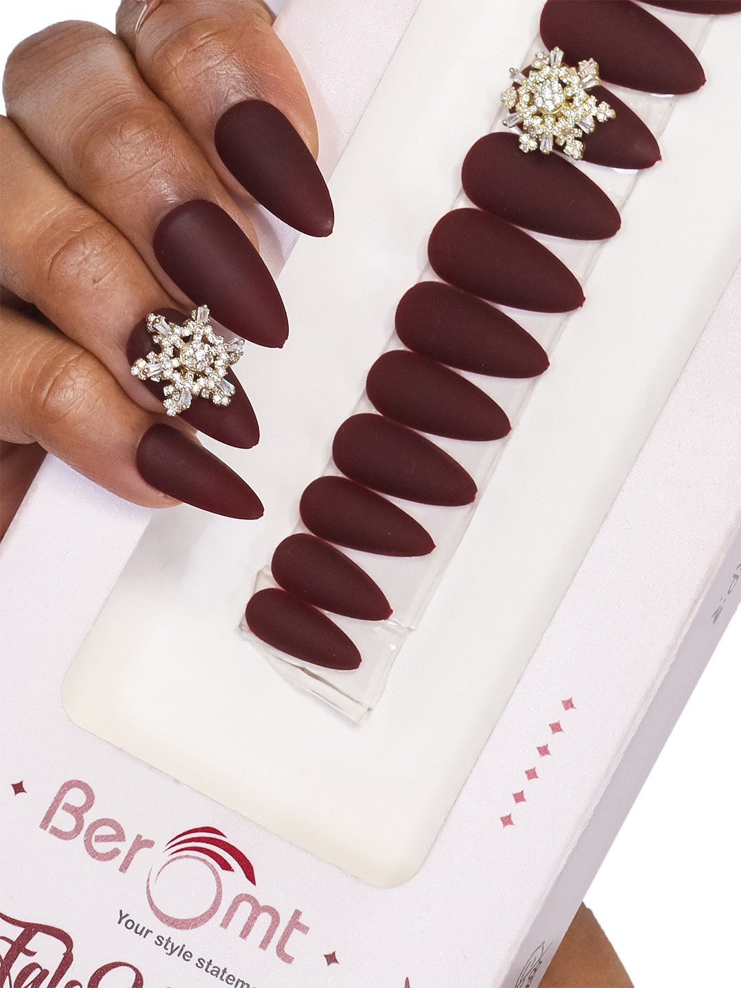 

BEROMT Salon Finish Rotating Charm Press-On False Nail Tips Kit - Shade BFNC03RC, Brown
