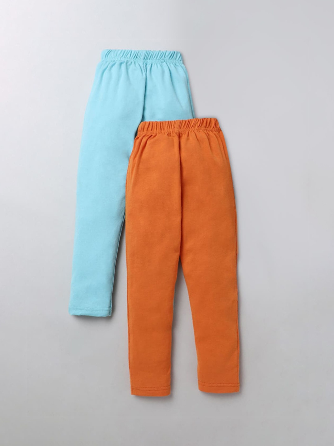 

Hopscotch Infant Girls Pack Of 2 Solid Pure Cotton Ankle-Length Leggings, Blue