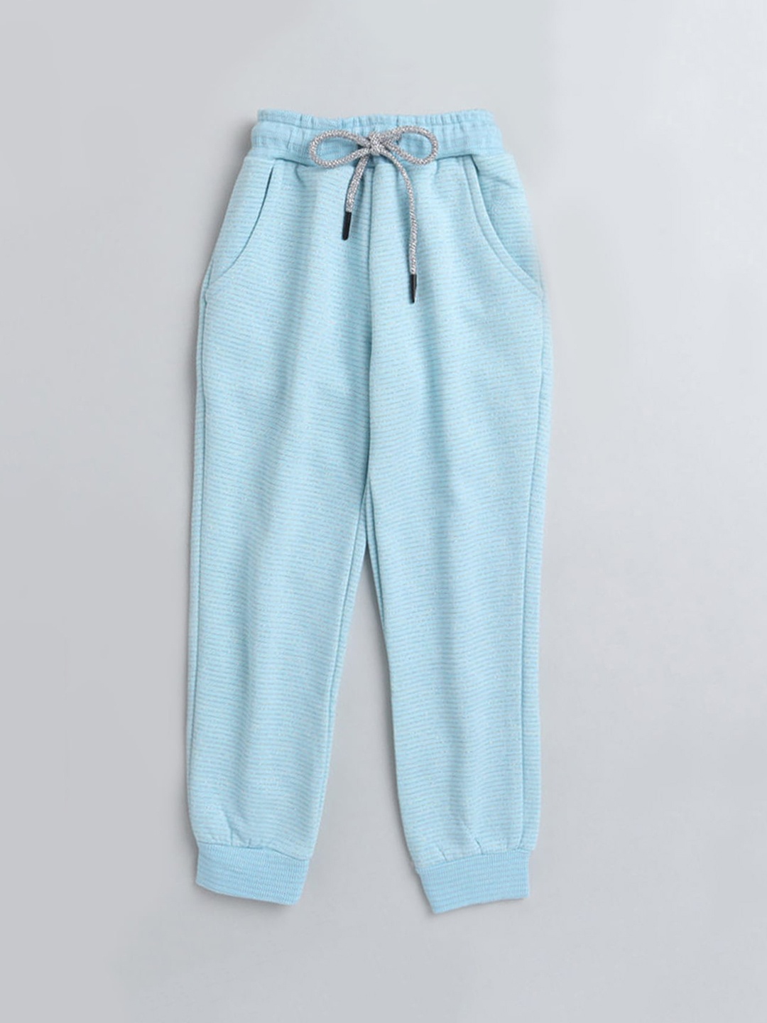 

Hopscotch Infant Girls Blue Solid Cotton Track Pants