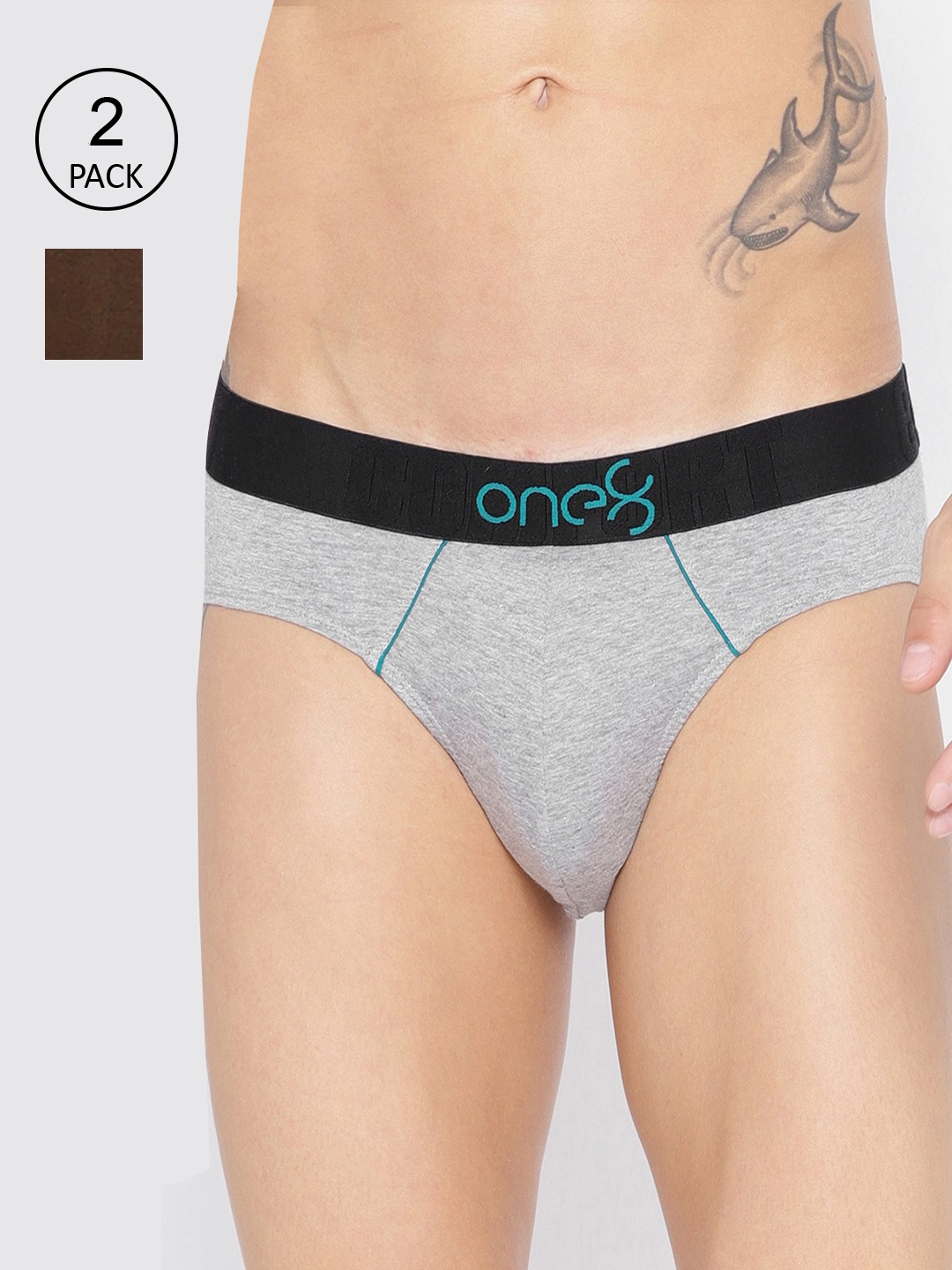 

one8 by Virat Kohli Men Pack Of 2 Solid Premium Cotton Low Rise Briefs, Brown