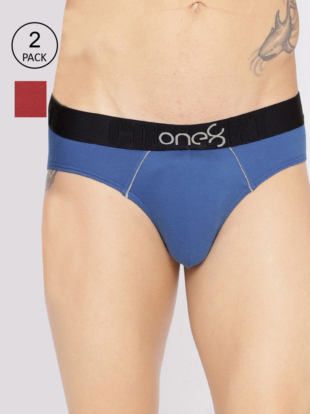 

one8 by Virat Kohli Men Pack Of 2 Solid Premium Cotton Low Rise Briefs, Maroon