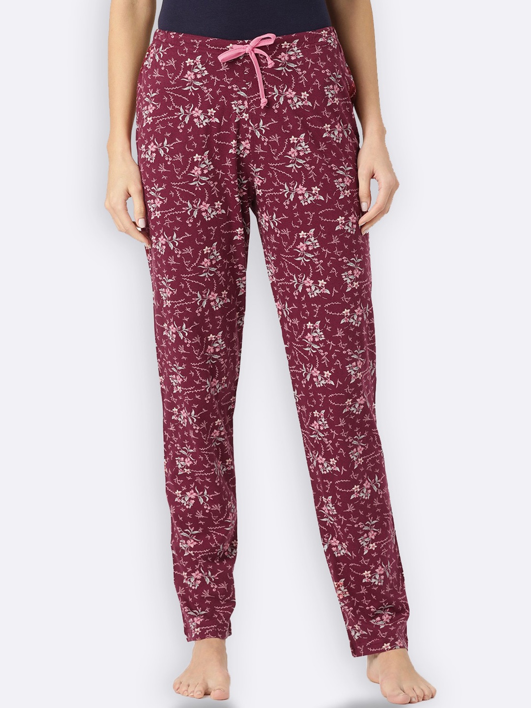 

Kanvin Women Burgundy Printed Lounge Pants